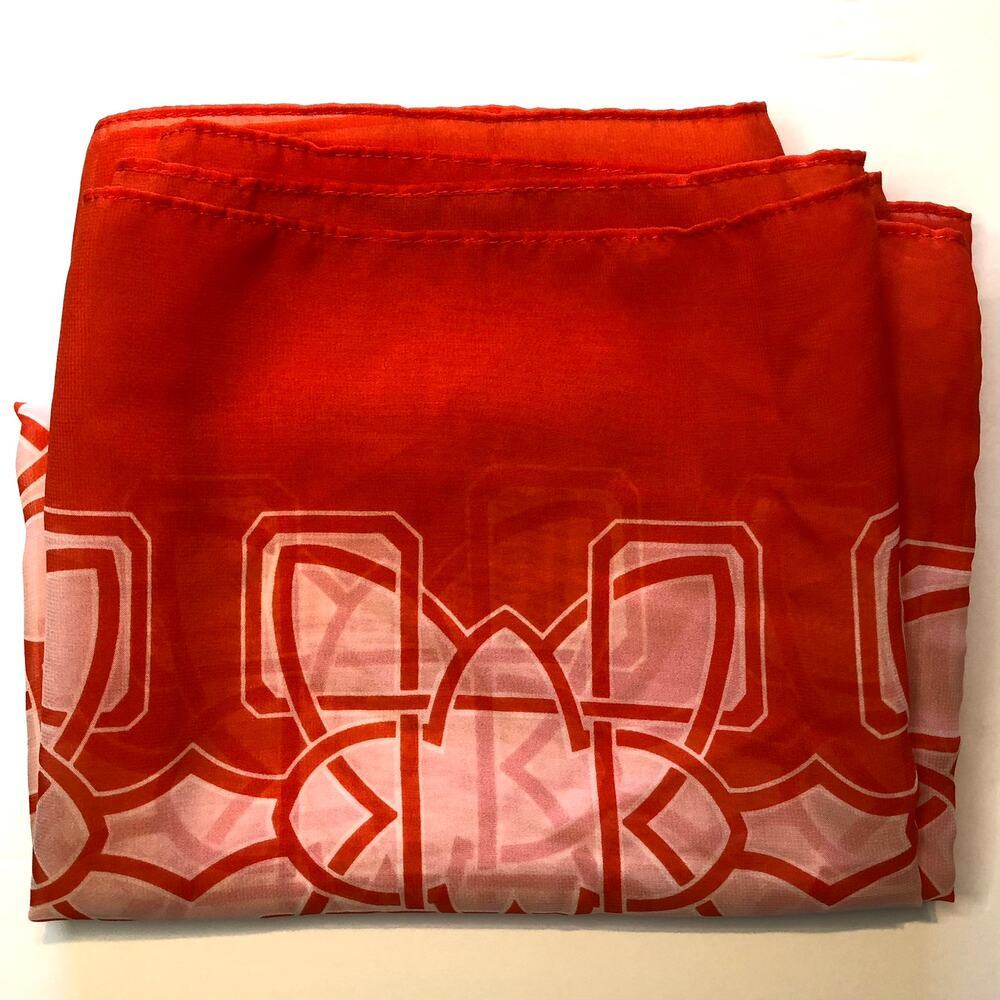 The Limited Orangey Red & White Infinity Scarf Interlocking Pattern - One Size - Picture 5 of 5